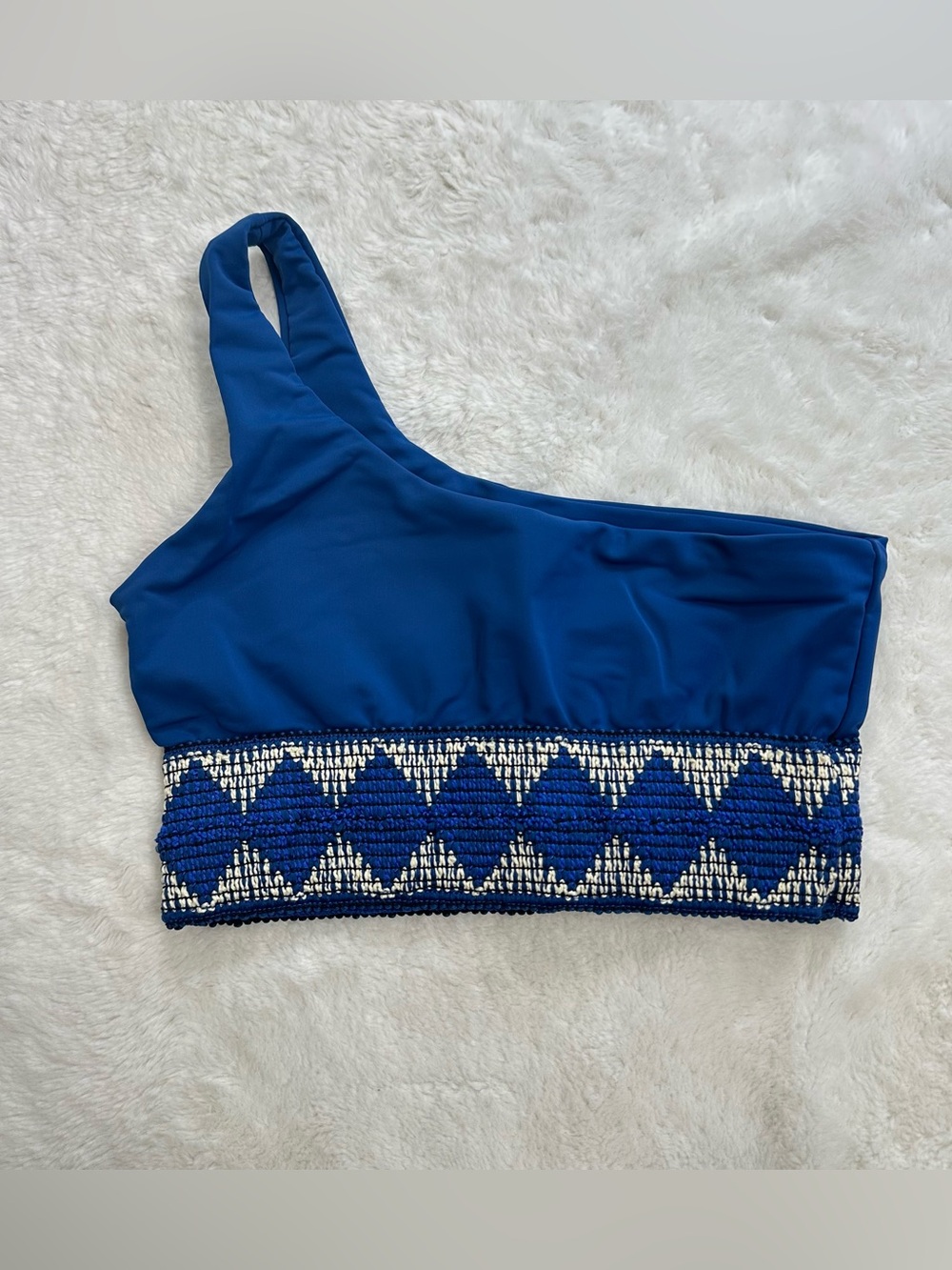 Elysiian Milos One Shoulder Bikini Top - Blue - Size Small
